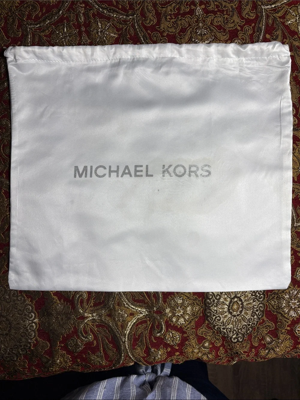 Michael Kors White Satin Logo Dust Pouch